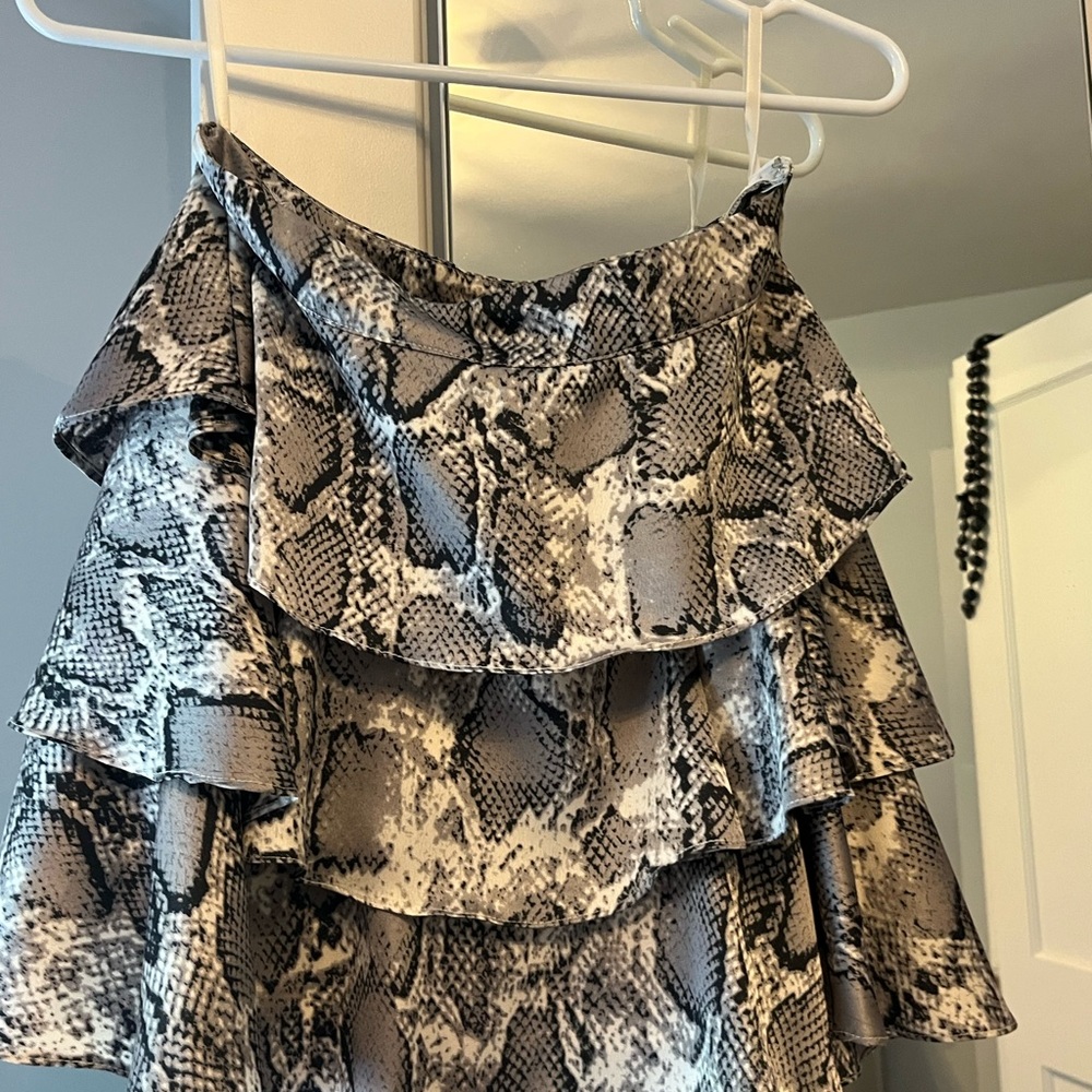Almost Pink Snake Print Mini Skirt